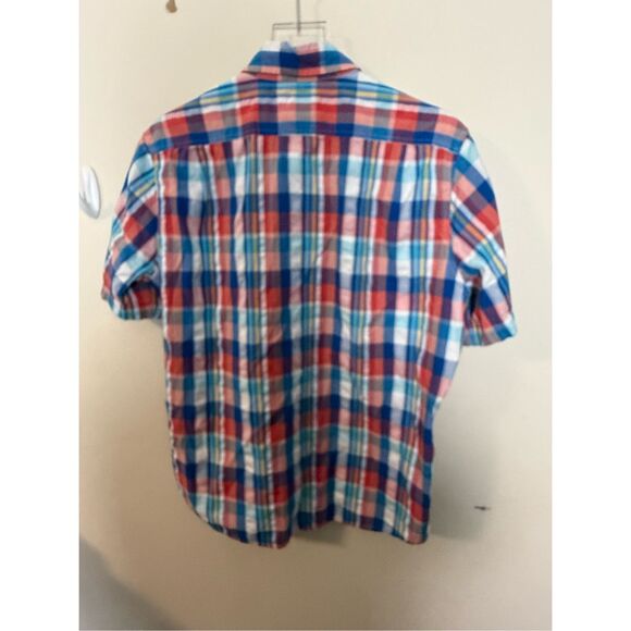 L.L. Bean Mens Medium Reg Shirt Slightly Fitted Plaid Short Sleeve Button Up Cot - Picture 3 of 3